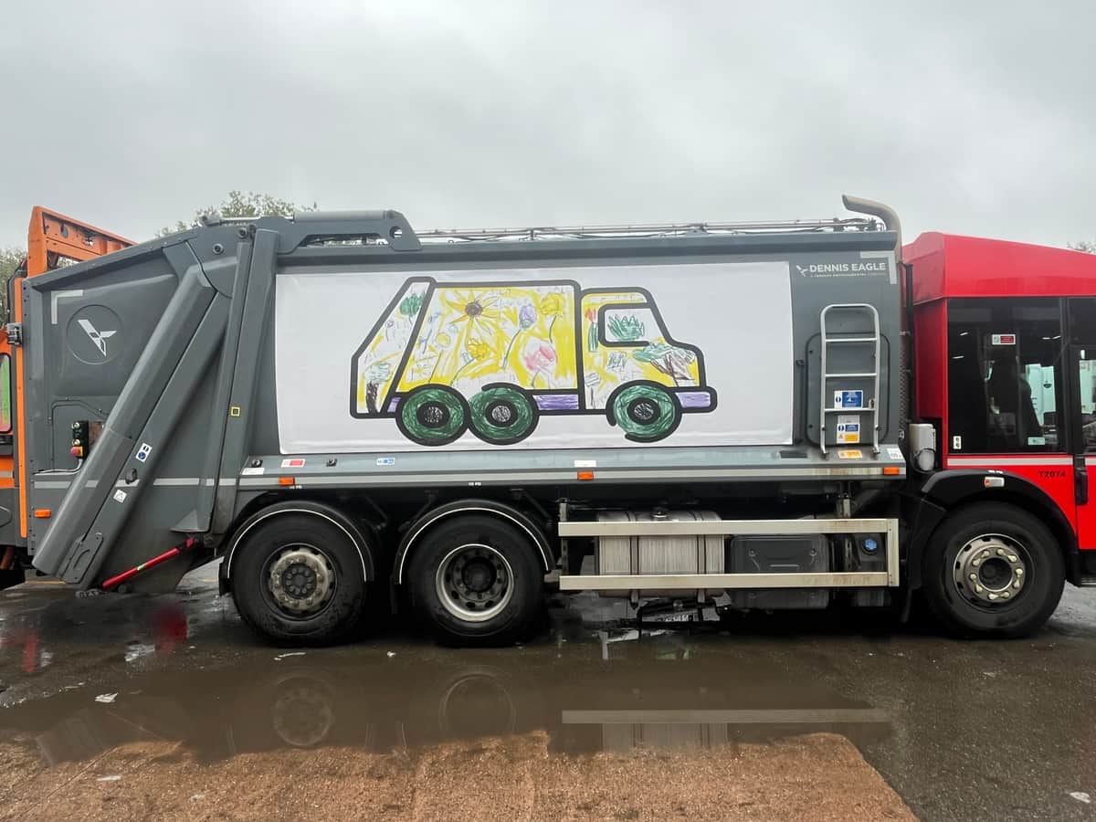St Luke's School Pupil's Recycling Art on Stoke Bin Wagon — Stoke-on-Trent news photo