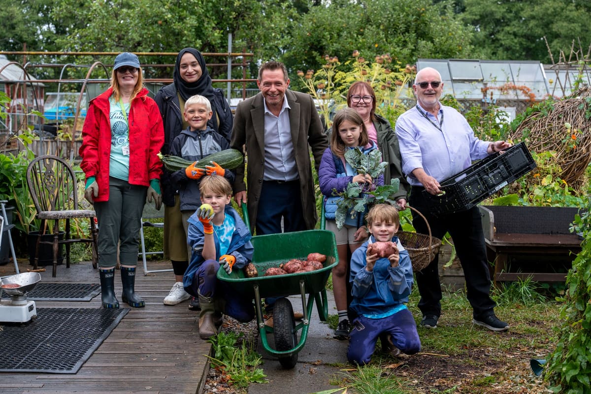 Children and community representatives at a Root n Fruit Holiday Activities and Food session in Stoke-on-Trent