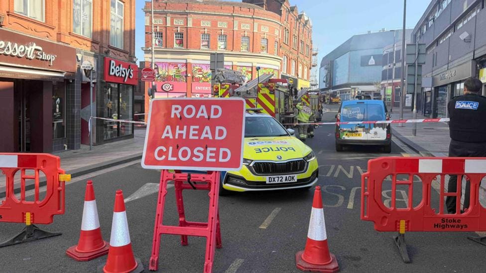 Hanley building fire: demolition begins after blaze — Stoke-on-Trent news photo (BBC News — Rugeley)