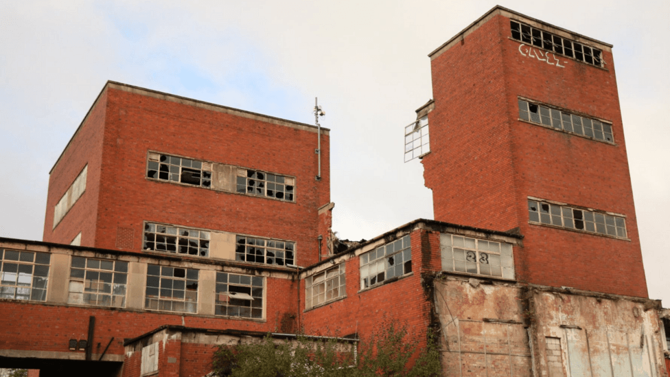 Derelict factory demolition gets under way — Stoke-on-Trent news photo (BBC Stoke & Staffordshire)