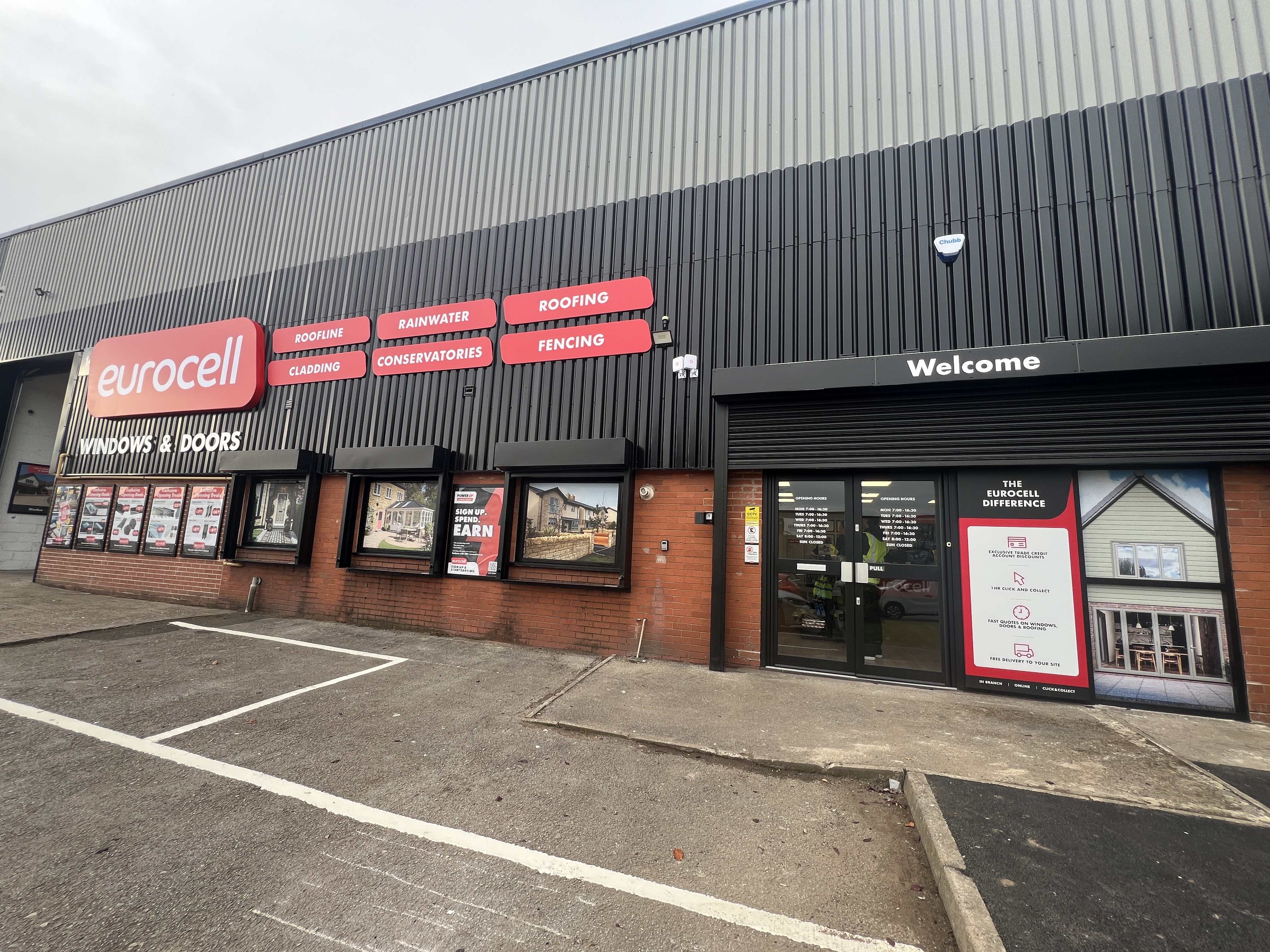 The entrance and frontage of Eurocell’s relocated Stoke branch